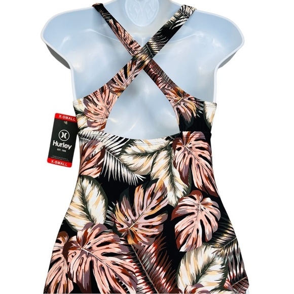 Hurley | One Piece Palm Tree Print Cross Back Swimsuit Sz XS - Picture 6 of 10